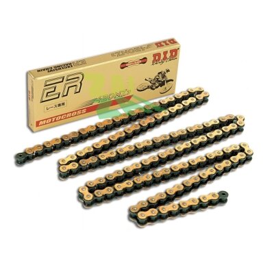 Sustiprinta grandinė bė riebokšlių D.I.D Chain 420NZ3 SDH, 110 narelių ilgio, auksas-juoda spalvos